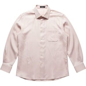 Louis Philippe Dress Shirt Mens 40 Pink Solid Regular Fit Wrinkle Free LS